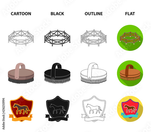 Aviary, whip, emblem, hippodrome .Hippodrome and horse set collection icons in cartoon,black,outline,flat style vector symbol stock illustration web.