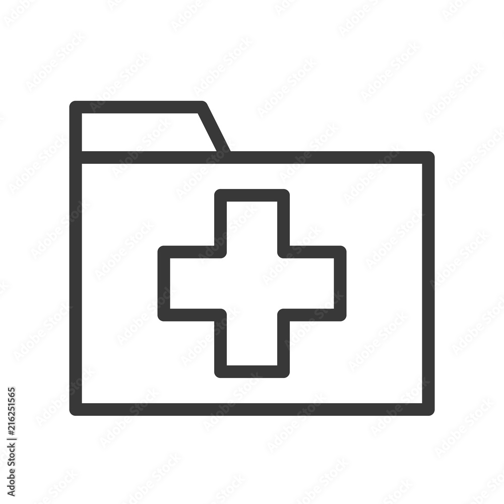 Cross sign on Folder, medical data or record icon Cross sign on Folder, medical data or record icon