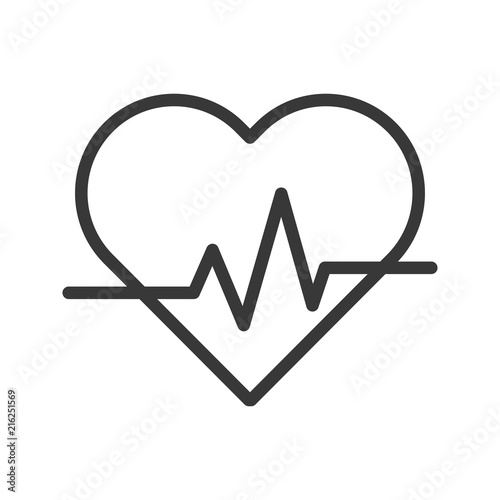 Heart beat, heart signal outline  icon