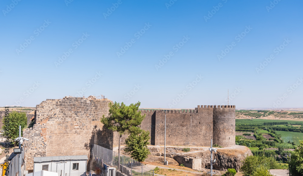 View of historical walls in Sur region, Diyarbakir, Turkey