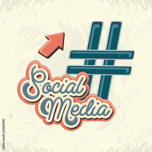 social media marketing numeral symbol vector illustration design
