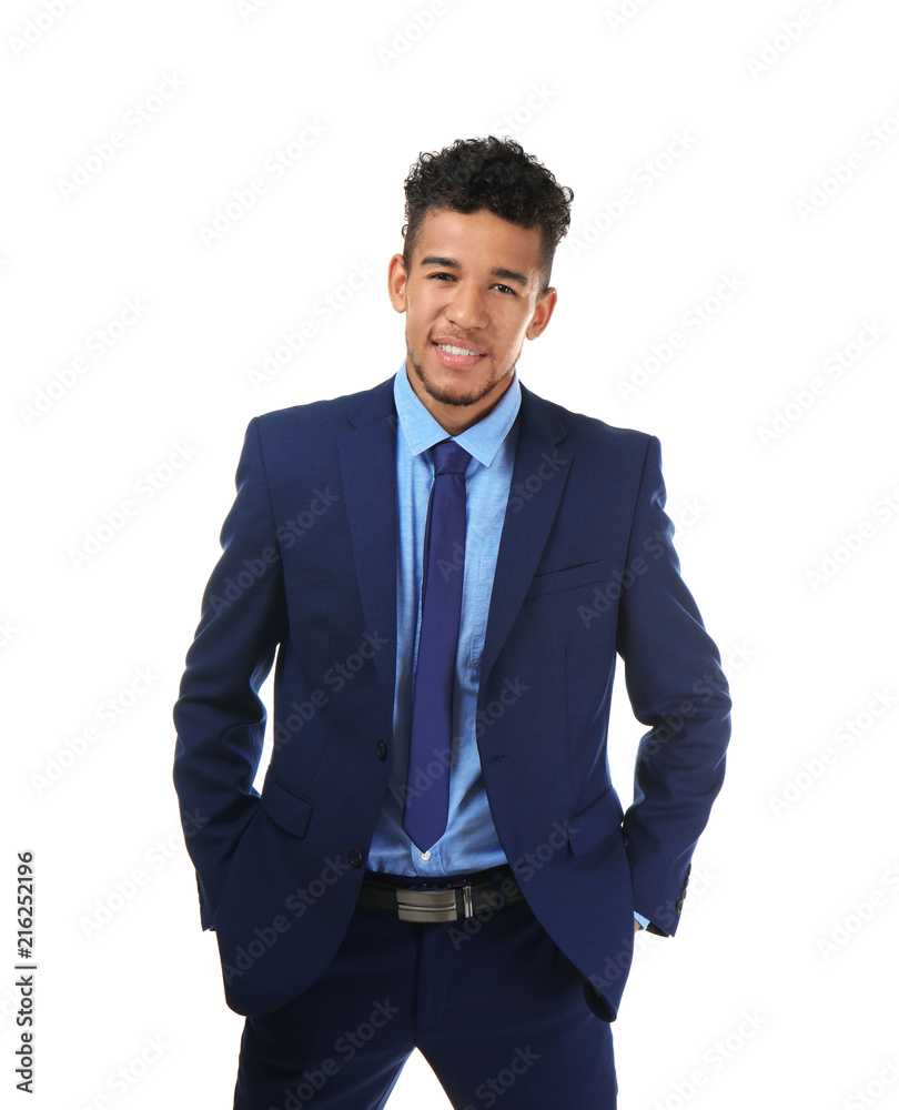 Handsome African-American businessman on white background Handsome African-American businessman on white background