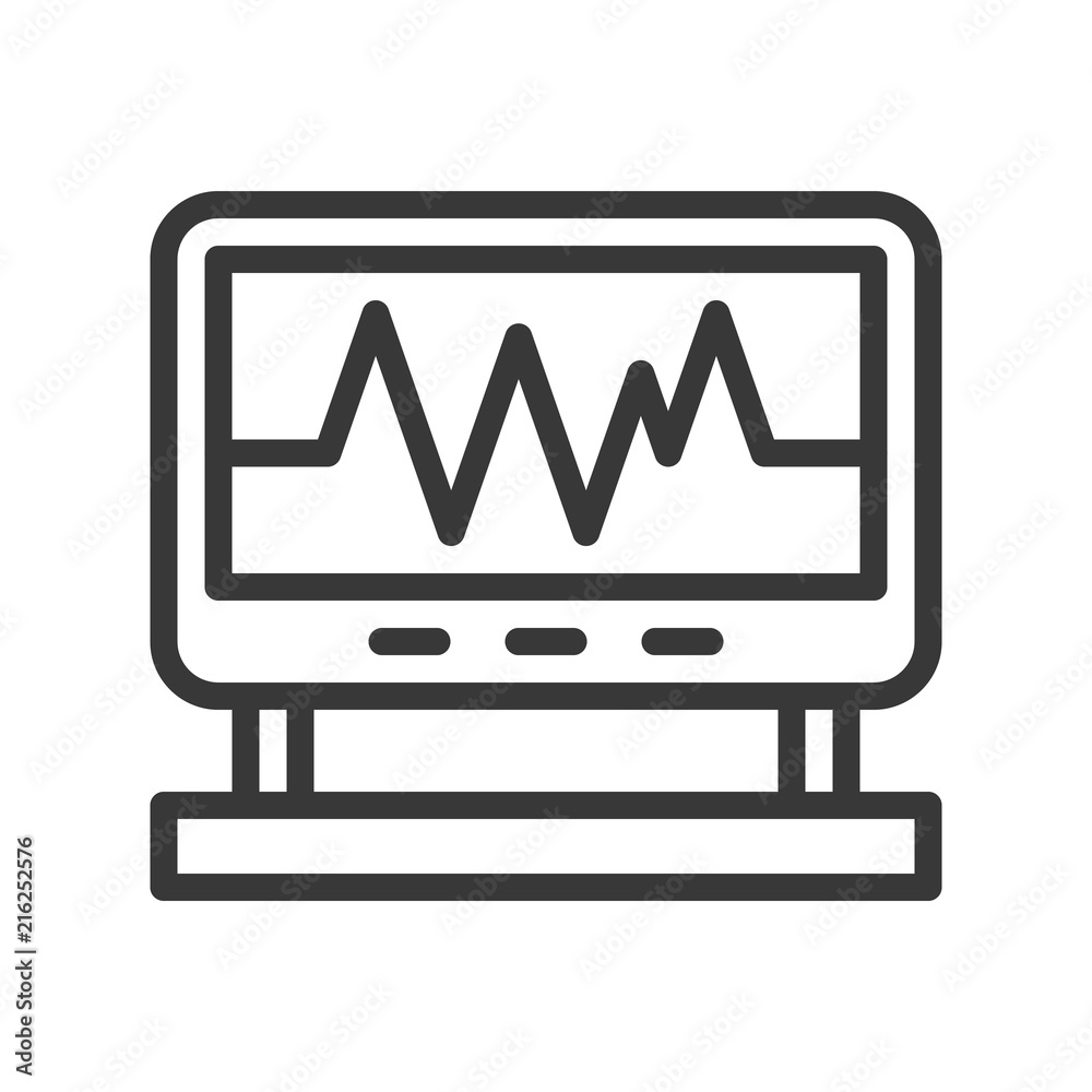Vital sign on screen monitor, outline icon Vital sign on screen monitor, outline icon