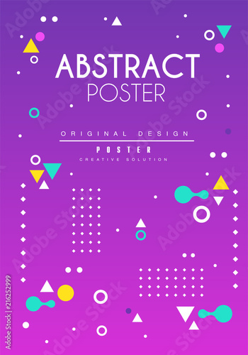 Abstract poster original design, creative solution placard template, purple background for banner, invitation, flyer, cover, brochure vector Illustration