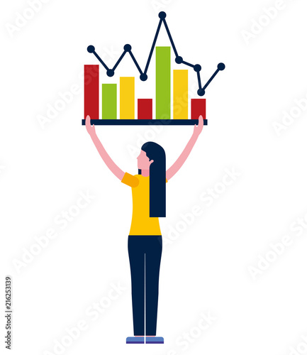 young woman with statistics graph