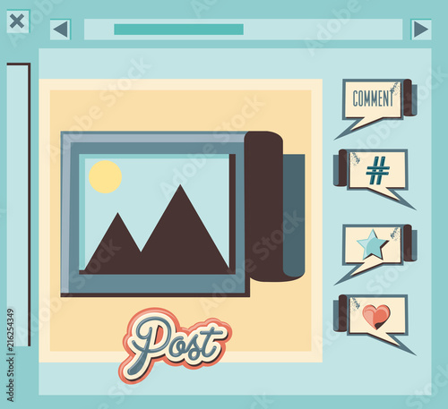 social media marketing with image vector illustration design