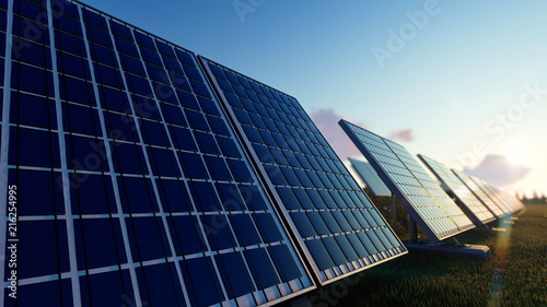 Solar Panels on the Green Fields Under Bright Sun