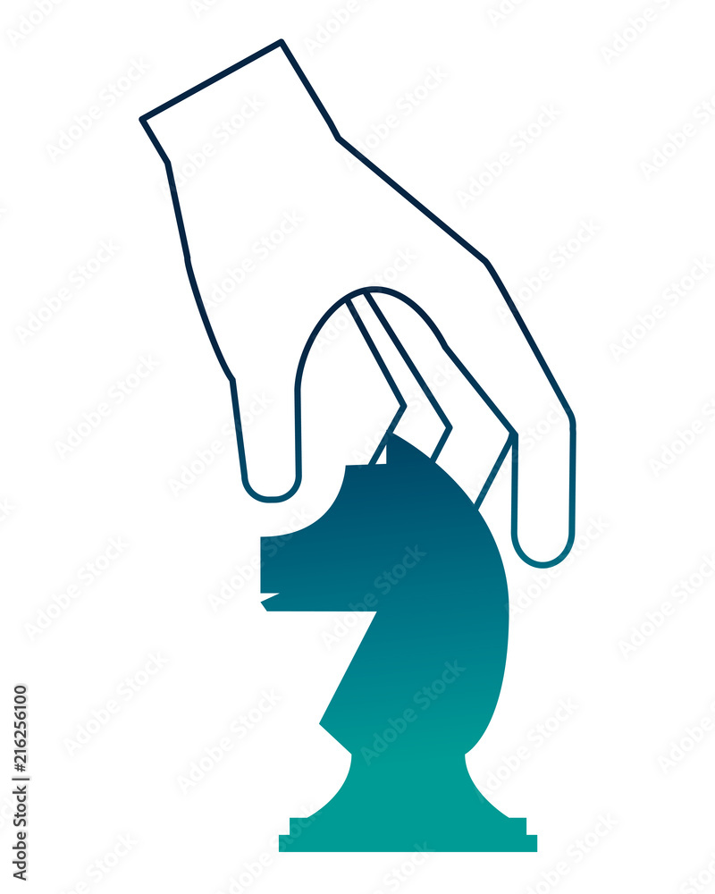 hand with horse chess piece isolated icon hand with horse chess piece isolated icon
