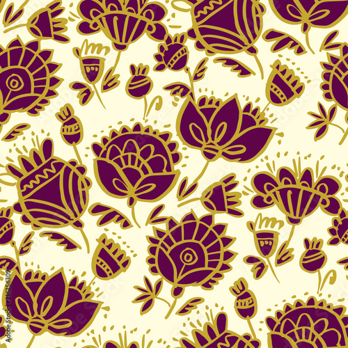 Folk-style classic floral p...