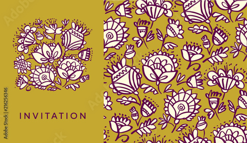 Folk-style classic floral p...