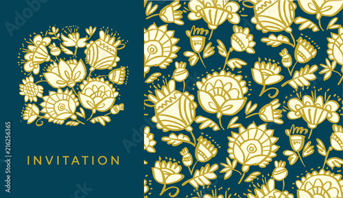 Peasant decorative flower seamless pattern.