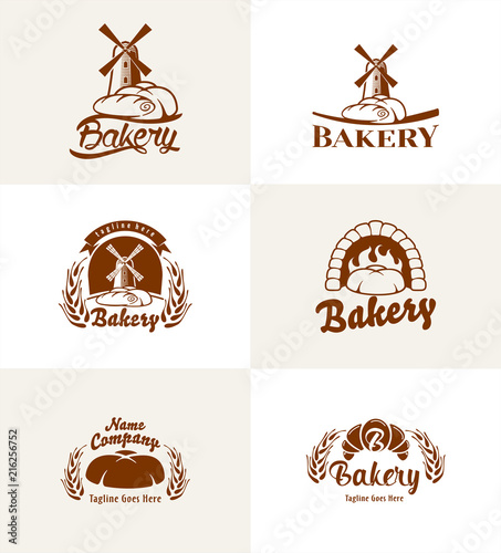 Bread basket logo. Vector design. Bakery emblem on white background.