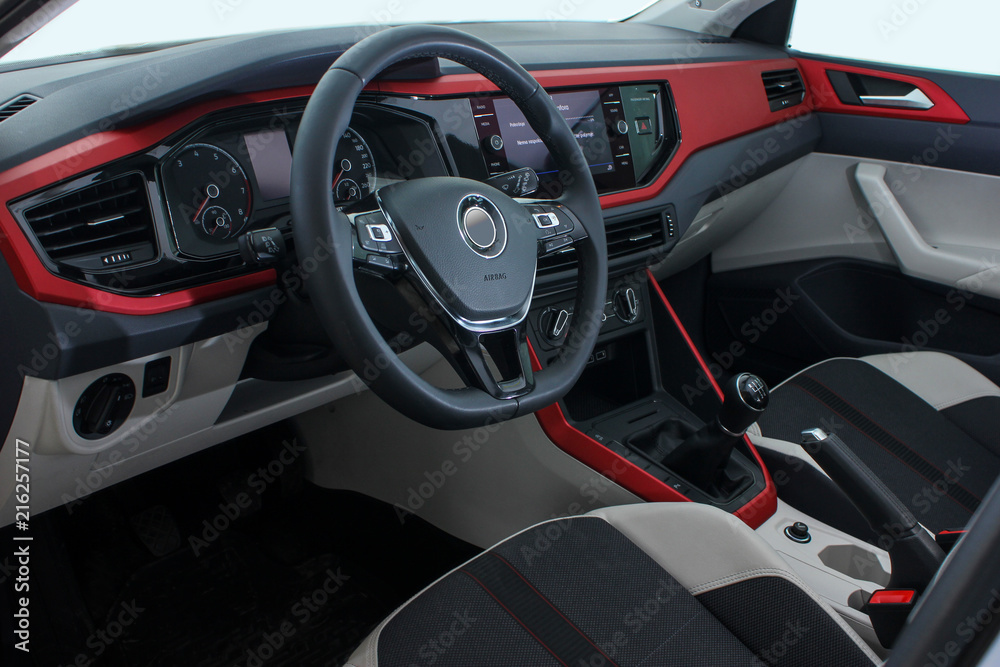 steeringwheel and dasboard red