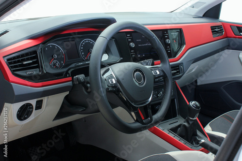 steeringwheel and dasboard red