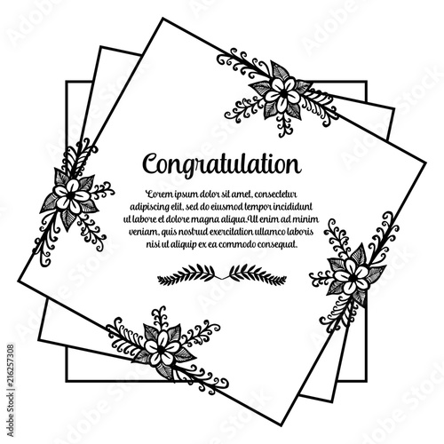 Congratulation greeting card with flower hand draw vector illustration