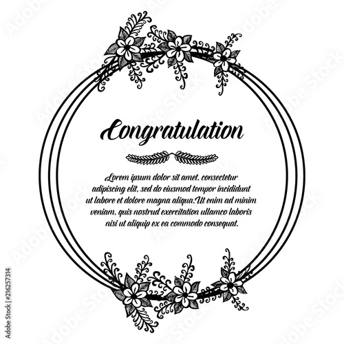 Congratulation greeting card with flower hand draw vector illustration