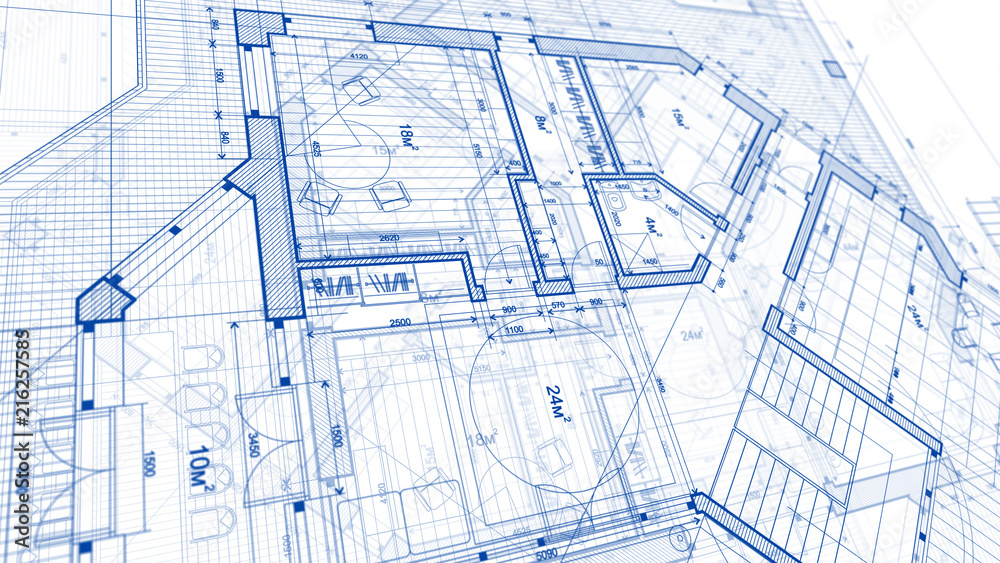 Architecture design: blueprint plan - illustration of a plan modern residential building / technology, industry, business concept illustration: real estate, building, construction, architecture Architecture design: blueprint plan - illustration of a plan modern residential building / technology, industry, business concept illustration: real estate, building, construction, architecture