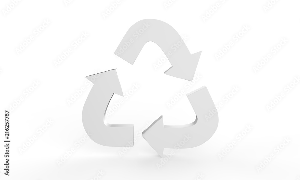 3D Recycle symbol, sign of conservation icon, 3d illustration