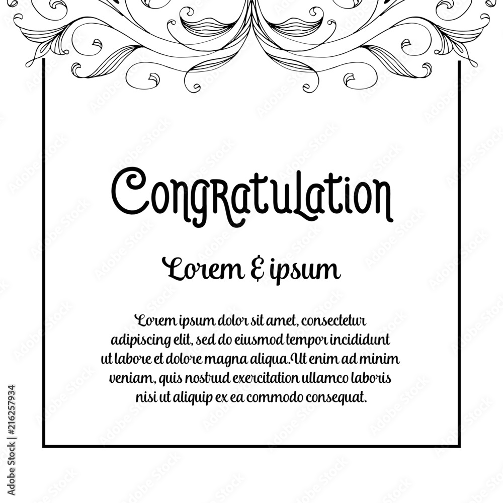 Congratulation card with flower frame art vector illustration
