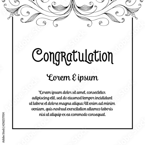 Congratulation card with flower frame art vector illustration
