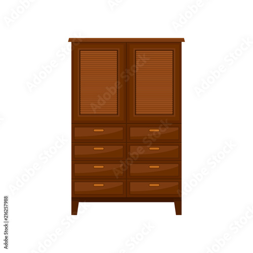Brown wardrobe, interior design element vector Illustration on a white background