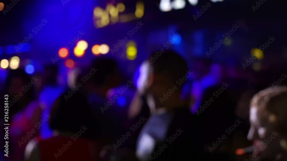 Blur night club street people silhouette dancing 4K