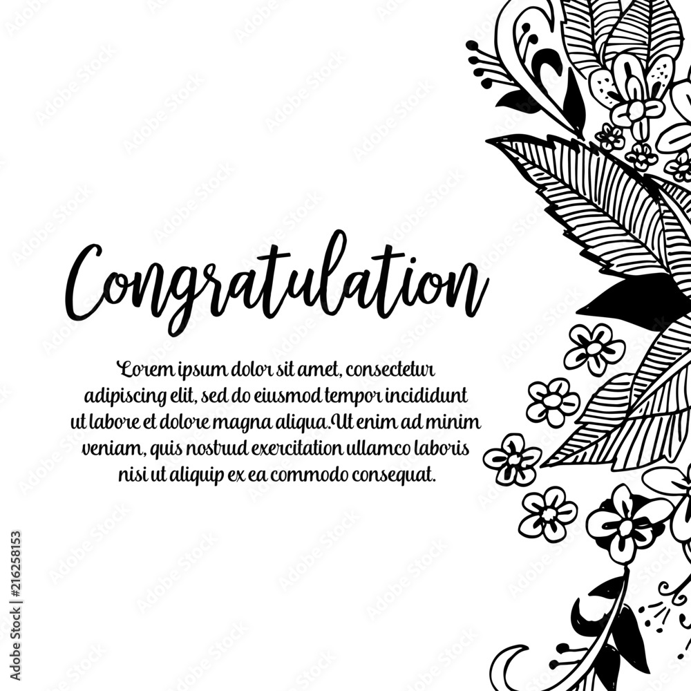 Flower hand draw design congratulation card vector illustration