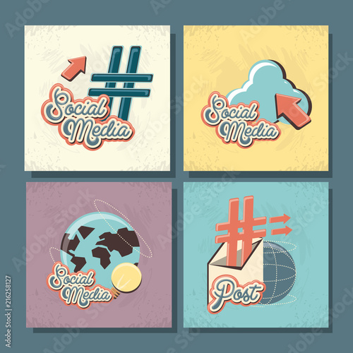 set social media icons vector illustration design