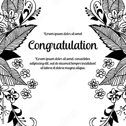 Flower hand draw design congratulation card vector illustration