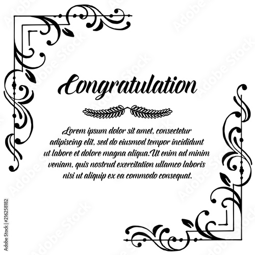 Collection congratulation card with flower hand draw vector illustration