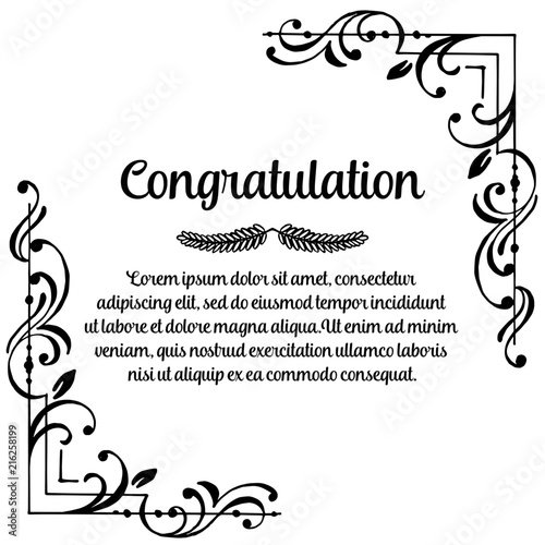 Collection congratulation card with flower hand draw vector illustration