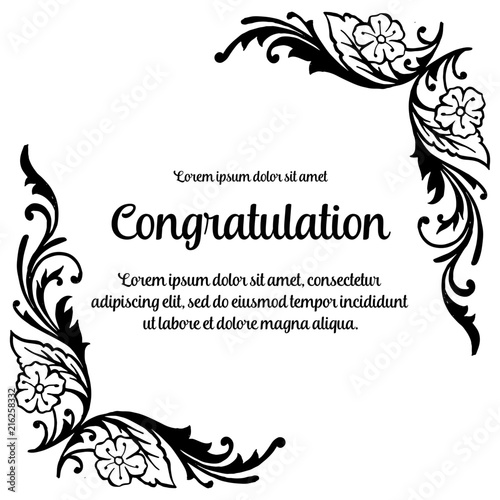 Collection congratulation card with flower hand draw vector illustration