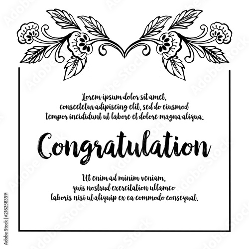 Flower art congratulation card collection vector illustration