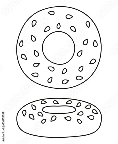 Line art black and white german bagel