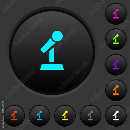 Microphone with stand dark push buttons with color icons