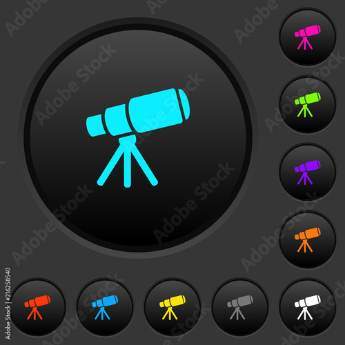 Space telescope dark push buttons with color icons