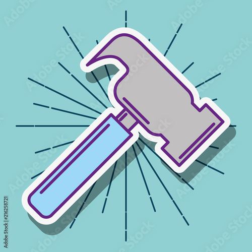 hammer tool instrument work cartoon vector illustration