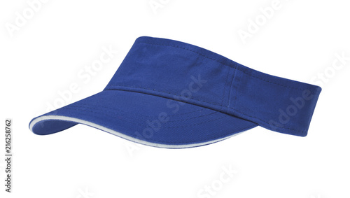 Foto Blue sun visor with white border on white background, clipping path included