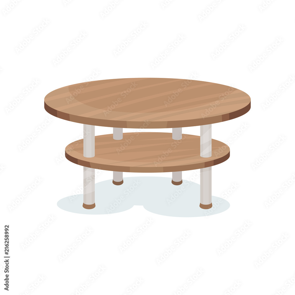 Round coffee table, interior design element vector Illustration on a white background Round coffee table, interior design element vector Illustration on a white background