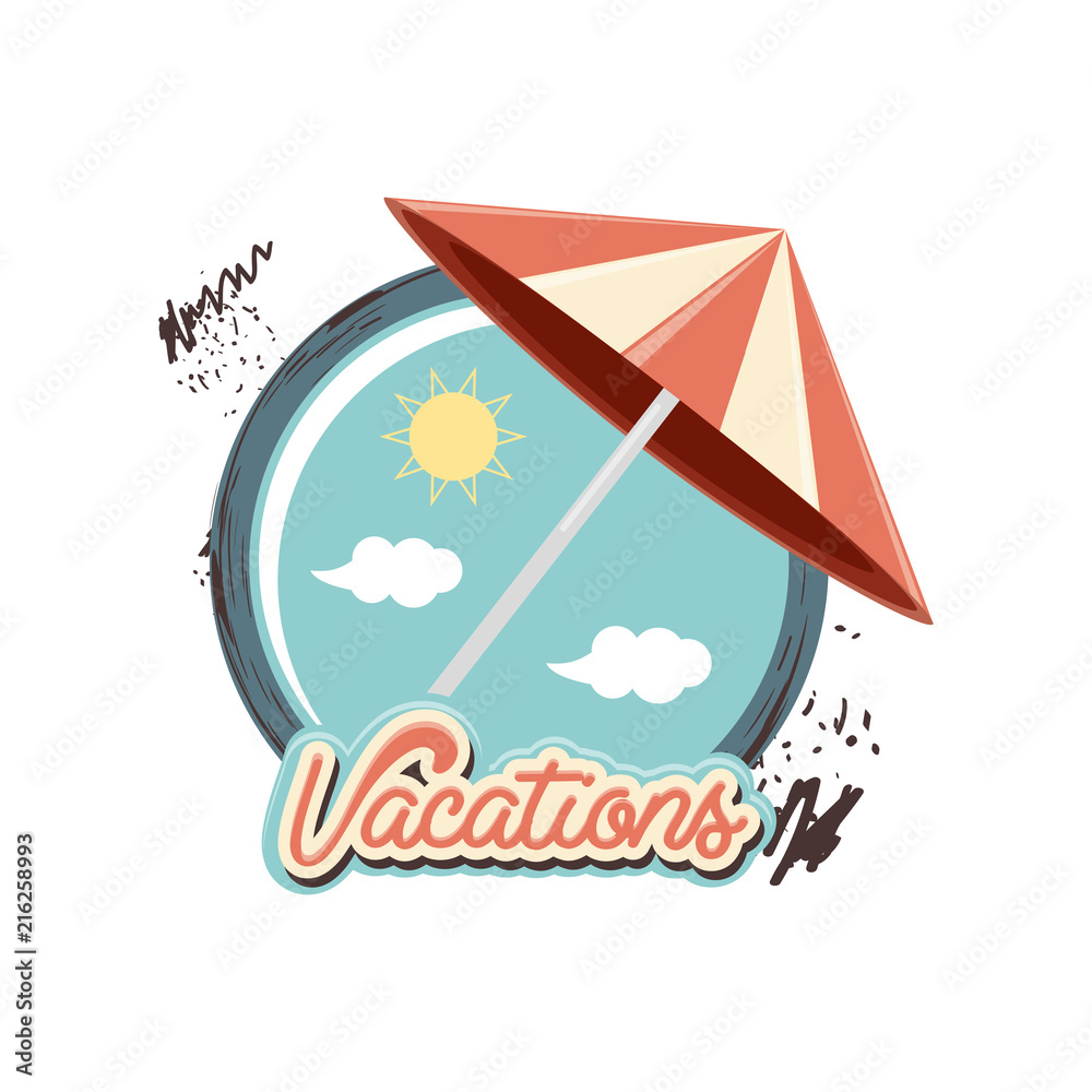 Obraz premium travel vacation beach umbrella vector illustration design