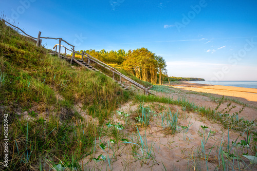 View of the sea beach and bluffs in Jurkalne, Latvia