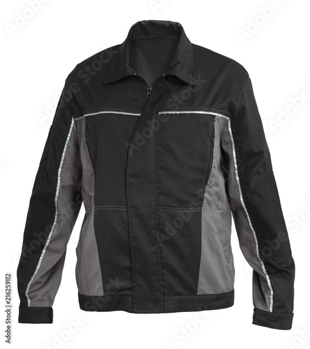 Protective working black and grey jacket  isolated on white background