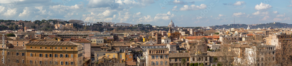 Rome, a panorama from the Aventine Hill, a view of the Tiber, the Gianiculum Hill, the Garibaldi Monument, Trastevere, Victor Emmanuel, the Capitol Hill, the Vatican, St. Peter's Cathedral (part 1)
