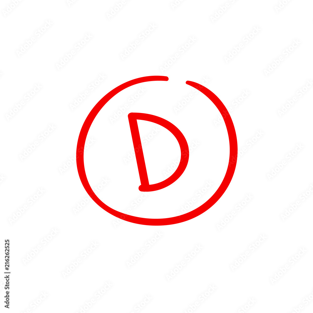 D examination result grade red latter mark. D examination result grade red latter mark.