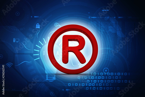 3d rendering Business Registered Trademark Symbol Concept 