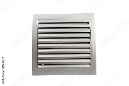 Square bathroom exhaust ventilation fan on white background, isolated with clipping path.