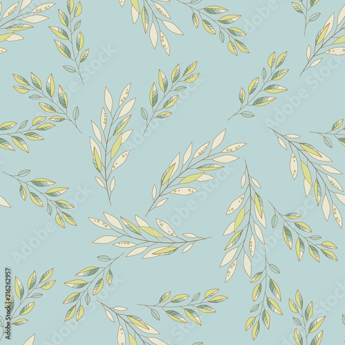 Wallpaper Mural Hand drawn vector seamless pattern with leaves and branches. Can be used for fabrics, wallpapers, scrap-booking, ornamental template for design and decoration, etc Torontodigital.ca
