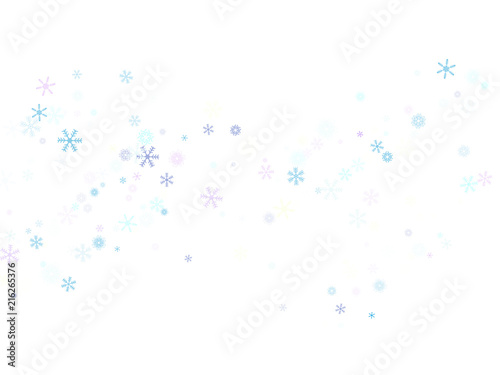 Falling down snow confetti, snowflake vector border. Festive winter, Christmas, New Year sale background. Cold weather, winter storm, scatter texture. Hipster snowfall falling snowflakes cool confetti © graficanto