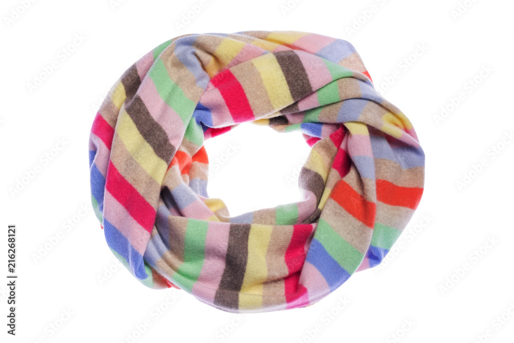 Obraz premium Striped scarf on a white background.