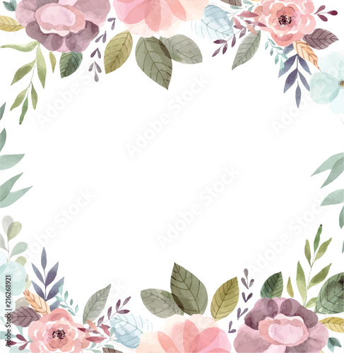 Watercolor illustration with amazing floral wreath